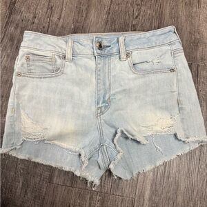 American Eagle Outfitters Light Blue Distressed Denim Shorts
